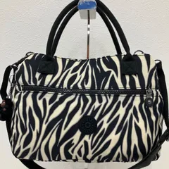 4748　Kipling キプリング　2way　ショルダーバッグ　ハンドバッグ　トートバッグ　ゼブラ　アニマル柄　レディース　ブラック　黒　チャーム付き　モンキー　ゴリラ　軽量　ポケット多数のサムネイル