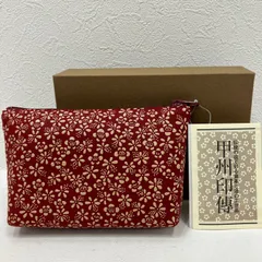 3477　新品未使用品　印傳屋　甲州印傳　インデンヤ　ポーチ　バニティポーチ　小物入れ　レッド系のサムネイル