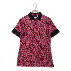 未使用品 レディース ジェイリンドバーグ J.LINDEBERG 半袖ポロシャツ M ピンク系 ヒョウ柄 軽量