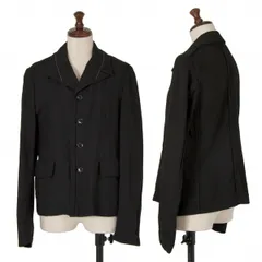 コムコム コムデギャルソンCOMME des GARCONS ウールホワイトステッチデザインジャケット 黒Sのサムネイル