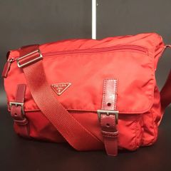 良品 PRADA プラダ ショルダーバッグ ナイロン 赤 レッド トートバッグ