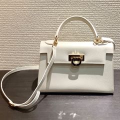 CARBOTTI 2WAY ハンドバッグ ライトグレー ゴールド金具 - メルカリ