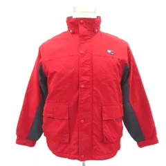 トミーヒルフィガー TOMMY HILFIGER 中綿ジャケット 上着 ミドル丈 XL 赤 スタンドカラー 無地 /SY2 ■ECD005