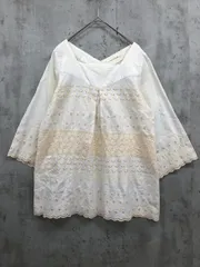 ADIEU TRISTESSE アデュートリステス リネン混 レース 刺繍 ブラウス シャツ アイボリー ■◆ レディースのサムネイル