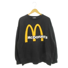 ザラ トラファルック ZARA Trafaluc × マクドナルド McDonald’s トレーナー M 黒 ブラック ロゴプリント 長袖 薄手 裏起毛 /AH44 ■GY70のサムネイル