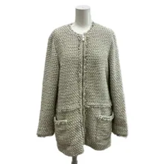 ザラ ベーシック ZARA BASIC ツイードジャケット ウール S ホワイトベージュ ツイード ジップアップ 長袖 /SH ■GY70のサムネイル