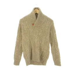 メンズビギ MEN'S BIGI Distinction ニット セーター ウール 2 茶 ブラウン ケーブルニット ショールカラー 長袖 /CK42 ■ECA006のサムネイル