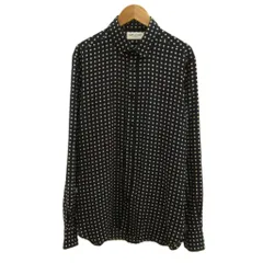 サンローラン パリ SAINT LAURENT PARIS シャツ 絹 シルク 黒 ブラック 白 ホワイト ドット柄 長袖 /PP ■GY62のサムネイル