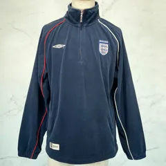 UMBRO アンブロ　ENGLAND イングランド代表　ハーフジップ　プルオーバー　トップス　刺繍ロゴ　ワッペン　パイピング　ネイビー　Lサイズのサムネイル