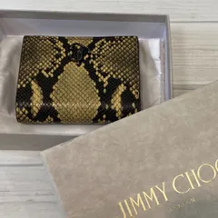【塩】JIMMY CHOO ジミーチュウ コンパクトウォレット 2つ折り財布 パイソン柄 レザー GLD 総柄【24398SK】F26のサムネイル