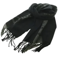 クリスチャンディオール Christian Dior スコットランド製 マフラー ストール フリンジ ロゴ ウール カシミア混 黒 ブラック グレー /SS ■OS ■GY50 ■OHのサムネイル