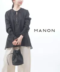 【30%OFF】マノン MANON ブラウス シャツ トップス リネン 麻 長袖 長め チュニック 薄手 透け感・MNN-SH-244-4902401(レディース)のサムネイル