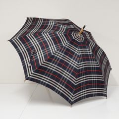 BURBERRY (バーバリー) 長傘 ノヴァチェック ネイビー 天然木持ち手