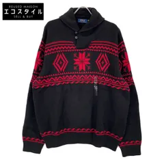 POLO RALPH LAUREN　ポロ ラルフローレン　ブラックレッド 21年 ノルディック ショールカラー ニット　XL