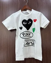 希少デザイン コムデギャルソン 3色刺繍ハート デカロゴ Tシャツ白Mのサムネイル