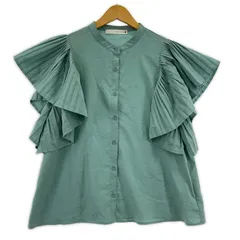 Boujeloud ブージュルード バンドカラー プリーツスリーブブラウス sizeM/グリーン系のサムネイル