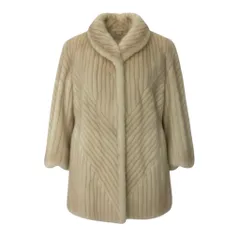 70c24 CELINE セリーヌ パールミンク ファーコート ホワイト 最高級本毛皮 Pearl Mink Fur Coat トリオンフ刺繍 毛質◎t18rのサムネイル