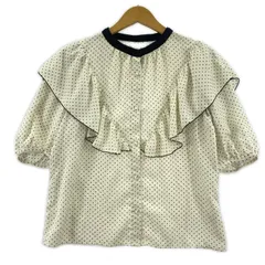 MISCH MASCH ミッシュマッシュ ドット柄 フリルブラウス sizeM/ホワイト×ブラックのサムネイル