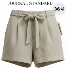 新品タグ付き JOURNAL STANDARD　ジャーナルスタンダード  リネンショートパンツ　麻100  ウエストリボン リネンパンツ 涼しい 夏 ベージュ グレージュ 36号のサムネイル