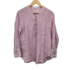 23区(ニジュウサンク) 長袖シャツブラウス サイズ40 M レディース美品  ピンク×白 LIBECO/麻/リネン/ストライプのサムネイル