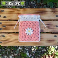 ハンドメイド 手編み 巾着 ポーチ 小物入れ 125