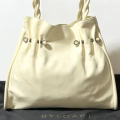 BVLGARI ブルガリ レザー トートバッグ クリーム ベージュ ゴールド金具 B1012160Lのサムネイル