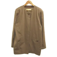 ニナリッチ NINA RICCI ノーカラーコート ウール 9 茶 ブラウン 無地 ノーカラー 長袖 ミドル丈 /MD ■GY99のサムネイル