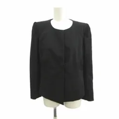ニナリッチ NINA RICCI ノーカラージャケット 上着 ウール 38 黒 ブラック 長袖 レース ステッチ /YU ■GY99のサムネイル