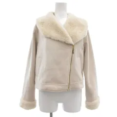 ジルスチュアート JILL STUART ライダースジャケット M ベージュ フェイクファー襟 ジップアップ /SC ■ECG006のサムネイル
