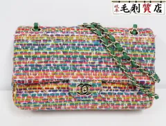 CHANEL シャネル A01112 マトラッセ 25 ツイード ダブルフラップ ダブルチェーンバッグ マルチカラー ゴールド金具 美品 ショルダーバッグのサムネイル