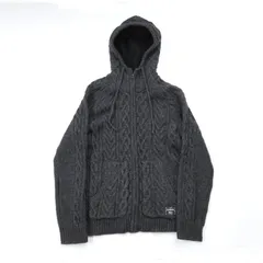 CAPTAINS HELM キャプテンズヘルム ケーブルニット ウール ジップアップ パーカー フーディー サイズL チャコールのサムネイル