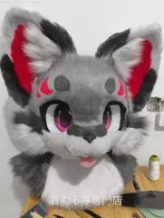 狼　犬　猫　着ぐるみ ヘッド全頭　ヘッド ケモノ ファースーツ ぬいぐるみ コスプレ コスチューム Kurumi 一点物 C978のサムネイル