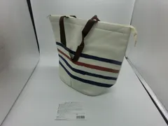 【TAKA128-08】◇DHC　オリジナル保冷トートバッグ ファスナー付き　非売品 ノベルティ　マリン調 ボーダー柄　取扱説明書ありのサムネイル
