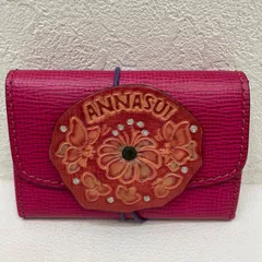 2899 Anna Sui　アナスイ　コインケース　カードケース　ミニ財布　ウォレット　ピンク系　花柄　フラワー　レザーのサムネイル