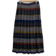 MISSONI(ミッソーニ) ロングスカート サイズ42 M レディース美品  - グレー×ダークグリーン×マルチ ニット/ボーダーのサムネイル