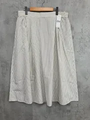 新品 GU ジーユー タックフレア ミディ ストライプ スカート size3XL/オフホワイト ■◇ レディース