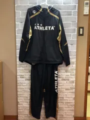 A【A5-80】◇ ATHLETA セットアップジャージ（トップス&パンツ）　タグ表記サイズ0 ブラック&ゴールドのサムネイル