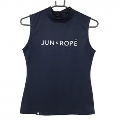 【美品】ジュンアンドロペ ノースリーブハイネックシャツ ネイビー フロントロゴ レディース S ゴルフウェア JUN＆ROPEのサムネイル