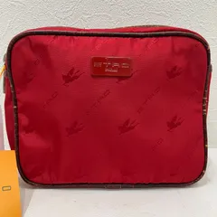 2391　ETRO　エトロ　ポーチ　バニティポーチ　マルチケース　ファスナー付き　レッド　ナイロンのサムネイル