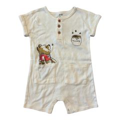 Disney Baby Winnie the Pooh Short-Sleeved Romper with Pocket Design, Baby Size 12M [C477]