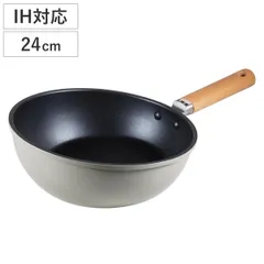フライパン 24cm IH対応 フッ素加工 ラクミ 返しやすいフライパン （ 深型フライパン 炒め鍋 アルミ製 ふっ素樹脂加工 軽い アルミフライパン ガス火 いため鍋 24センチ フッ素コーティング 焦げ付きにくい 軽量 木柄 調理器具 )のサムネイル