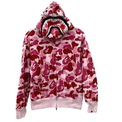 A BATHING APE アベイシングエイプ カモフラージュ柄 シャークパーカー SIZE S ピンクのサムネイル