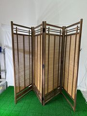 B】昭和レトロ 簾屏風 衝立 透かし彫り4枚連結パーテーション - メルカリ