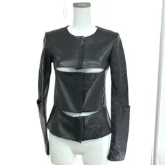 HELMUT LANG ヘルムートラング 素材切り替えノーカラーレザージャケット サイズ:38 本人期/ジップデザイン 00ｓ～   ブラック レディース / 241021001002のサムネイル