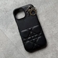 Christian Dior クリスチャンディオール Lady Dior iPhone15 ケース レザー チャーム ブラック 黒 カナージュのサムネイル