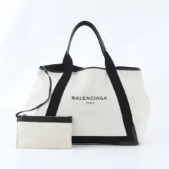 美品 バレンシアガ ネイビー カバス M 339936 レザー キャンバス トート バッグ ショルダー ハンド A4 レディース WWM EG39-5【中古】のサムネイル