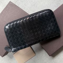 綺麗 ボッテガヴェネタ 編み込み 長財布 黒 - メルカリ