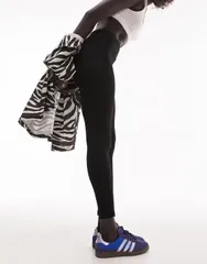 トップショップ レディース ボトムス レギンス プチ Topshopetite fullengtheavy weight legging with deep waistband Black ブラックのサムネイル