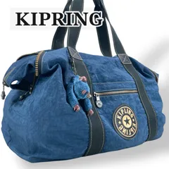 kipling キプリング ナイロン 紐付き　2WAY ボストンバッグ Lサイズ 旅行カバン 大容量 青 ブルー ネイビー モンキーチャーム付 猿 軽量 トラベルバッグ ジムバッグ ゴルフ 修学旅行 出張 スポーツ 鞄 斜め掛け クロスボディ ユニセックスのサムネイル