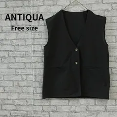 ANTIQUA Vネックベスト ジレ ブラック フリーサイズ 古着のサムネイル